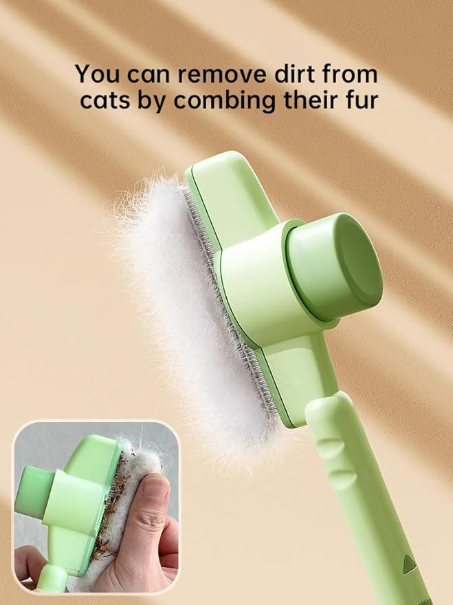 Cat Comb Dog Comb Pet Hair Removal Tool Flea for Cats and Dog Lice Cat Brush with Release Button Self-Cleaning with Long & Short Stainless Steel Metal Teeth for Shedding