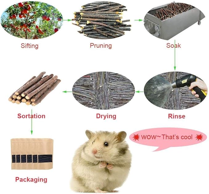 500g Apple Sticks Small Animals Molar Wood Toys for Rabbits Chinchillas Guinea Pig Hamster Gerbil Bunny and Small Animal Chew Stick Toys
