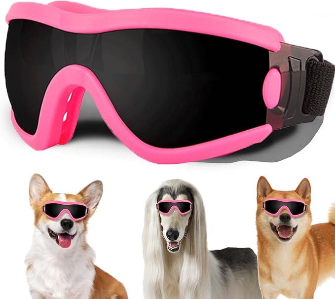Medium Dog Sunglasses with Adjustable Strap UV Protection, Winproof Puppy Sunglasses, Suitable for Dogs Eyes Protection，Soft Dog Goggles