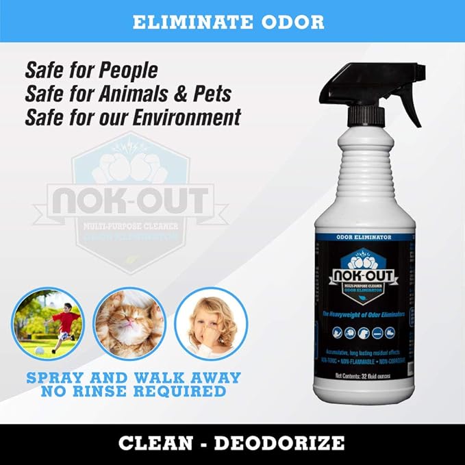 NOK OUT Odor Remover, Pet Deodorizer and Cleaning Spray, Made in the USA, 32 Fluid Ounce Spray
