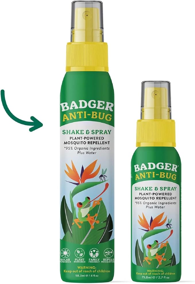 Badger Bug Spray, Family Friendly All Natural Mosquito Repellent w/Organic Essential Oils, Great Smelling Citronella Spray, Effective for 3 Hours, Deet-Free Vegan Plant Based Insect Repellent 4 fl oz
