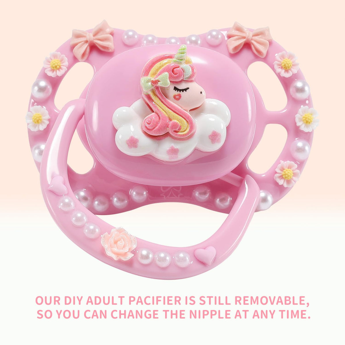 CutiePlusU Large Size Pacifier DIY Handmade Big Shield- White