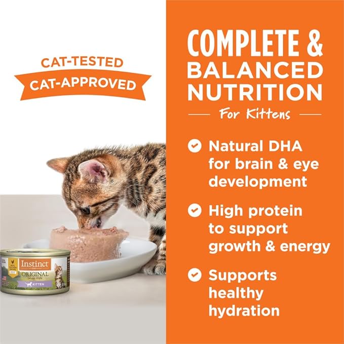 Instinct Original Kitten Wet Cat Food, Pate, Grain-Free - Real Chicken, 3 oz. Cans (Pack of 24)