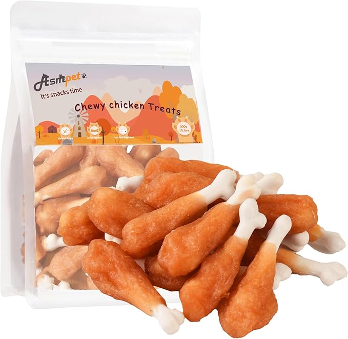 ASMPET Dog Treats Chews Rawhide Free Real Chicken Calcium Bone Snacks, Teeth Clean Breath Fresh Dog Training Treats