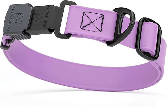 Dogline Biothane Waterproof Dog Collar with Herm Sprenger Black Stainless Steel Quick Release Buckle – Heavy Duty Tactical Durable Collar for Dogs – Comfortable, Safe Pet Collar W3/4" L12-19 Amethyst