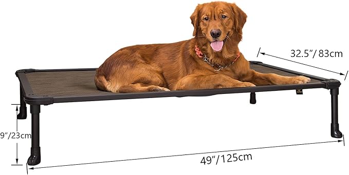 Veehoo Chew Proof Elevated Dog Bed - Cooling Raised Pet Cot - Rustless Aluminum Frame and Durable Textilene Mesh, Unique Designed No-Slip Feet for Indoor or Outdoor Use, Brown, X-Large, CWC2002