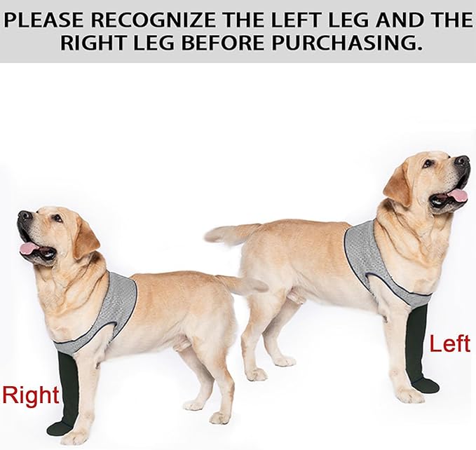 COODEO Dog Socks to Prevent Licking Paws, Healing Boots & Paw Protectors with Non-Slip Bottoms for Wound Protection, Waterproof Sleeve Shoes for Licking（Grey，M_Left