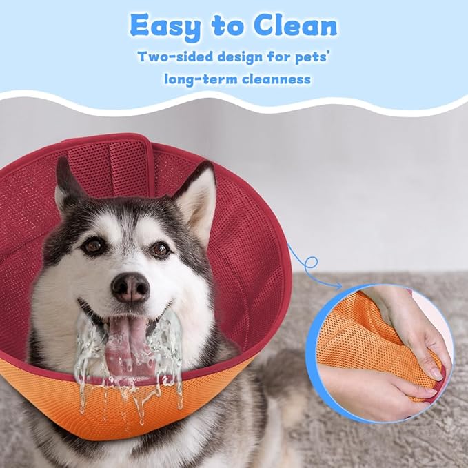 Soft Dog Cone Recovery Collars & Cones After Surgery for Medium Large Dogs, Comfy Ecollars to Stop Licking, Adjustable, Dog Ecollars for Recovery Plastic: Superior Support Fabric: Soft Comfort, XL