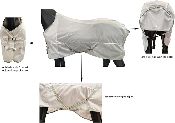 BARN & STABLE Breathable and Tear-Resistant Horse Fly Sheet with UV Protection Equine Summer Sheet Horse Fly Blanket with Removable Web Leg Straps