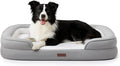 Soft Touch Orthopedic Dog Bed for Large Dogs with Faux Fur Top, Waterproof Pet Couch Bed with Removable Washable Cover and Supportive Foam Filling (Grey, Large)