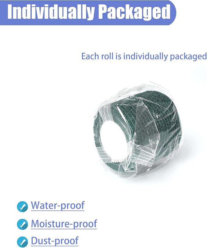 9 Pack 2" x 5 Yards Self Adhesive Bandage Wrap Self Stick Wrap for Ankle, Wrist, Finger, Sports, Breathable Cohesive Vet Tape for Pets (Dark Green)