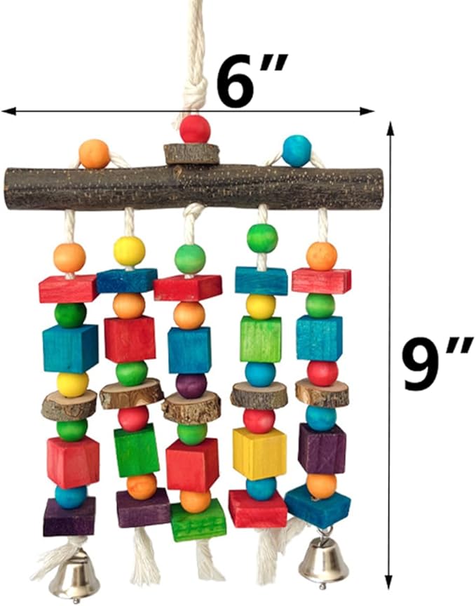 Bird Chewing Toys for Parakeet- Parrot Cage Bites, Wooden Block Cockatiel Toy for Small and Medium Parrots and Birds