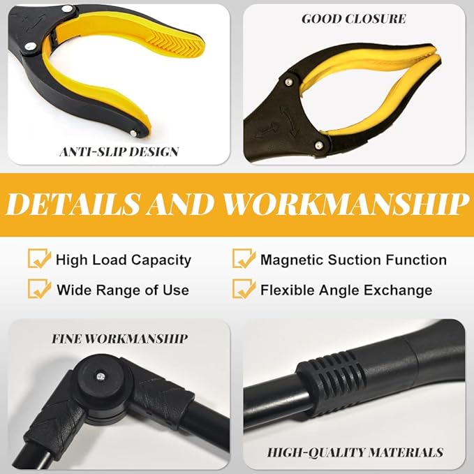Fish Tank Accessories - 31" Aquarium Tweezers Grabber for Aquarium Landscaping Decoration Grab and Place Garbage Cleanup Foldable Gripper Multi-Function Mobility Aid Reaching Assist Tool(Yellow)