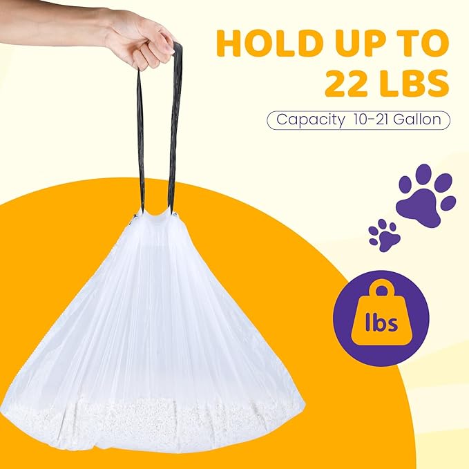 160 Count Cat Litter Box Liners with Drawstring Compatible with Litter-Robot 3/4 Heavy Duty Cat Litter Bags Waste Bags Replacement