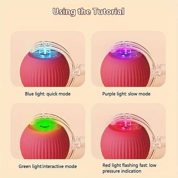 Interactive Cat Toys Ball for Indoor Cats, Auto Moving Cat Toys Interactive Motorized Electric Rolling Ball with Motion Sensor, Indoor Cats to Reduce Boredom (Red)