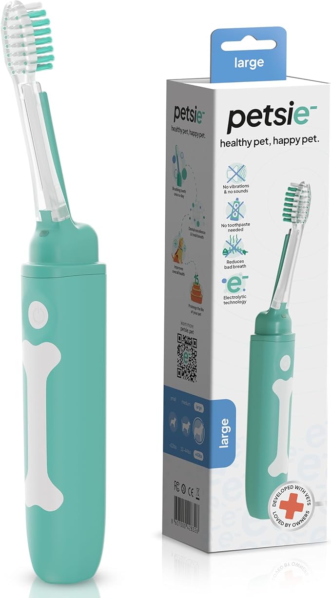 Dog Toothbrush | Innovative Eletrolytic Technology | Improves Oral Health & Reduces Bad Breath | No Vibrations & Silent Teeth Cleaning Brush | No Toothpaste Needed | Dog Teeth Cleaning Kit