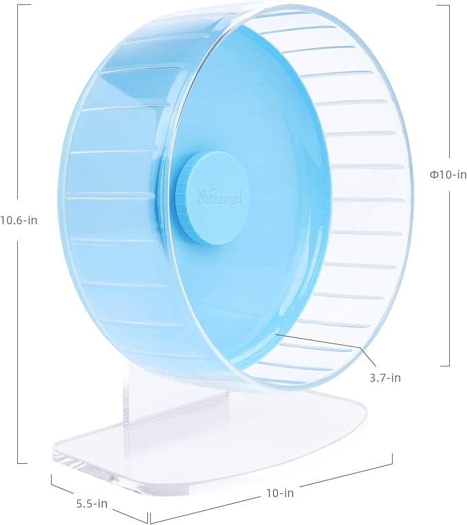 Niteangel Super-Silent Hamster Exercise Wheels: - Quiet Spinner Hamster Running Wheels with Adjustable Stand for Hamsters Gerbils Mice Or Other Small Animals (M, Light Blue)