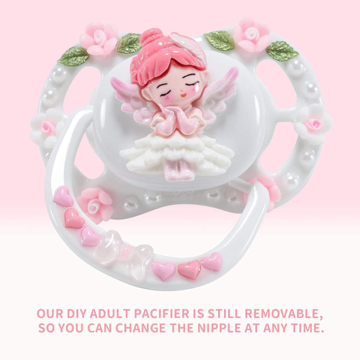 CutiePlusU Large Size Pacifier DIY Handmade Big Shield- White