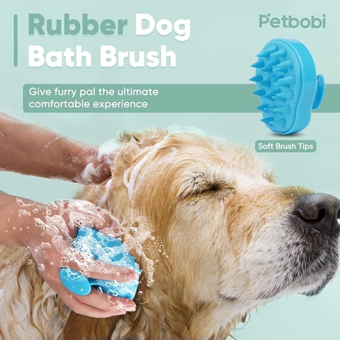 Petbobi Dog Bathing Tether with Heavy Suction Cup Lick Mat, Pet Grooming Tub Restraint Leash with Dog Scrubber for Bath, Adjustable Cat Fixed Safety Rope for Shower, Blowing, Trimming, Brushing Pet