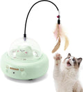 Automatic Cat Toys with Feathers, Interactive Cat Toy for Indoor Exercise, Rechargeable Teasing Toys for Indoor Cats, USB Powered, Smart Standby&Obstacle Avoidance(Green)