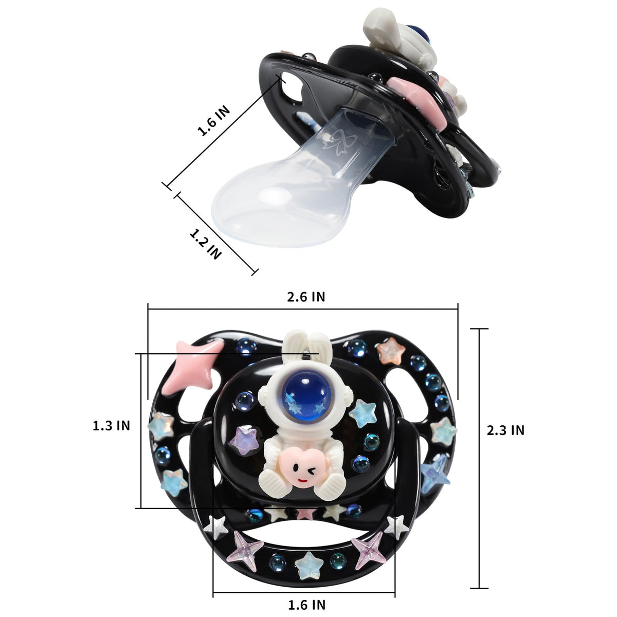 CutiePlusU Large Size Pacifier DIY Handmade Big Shield- White