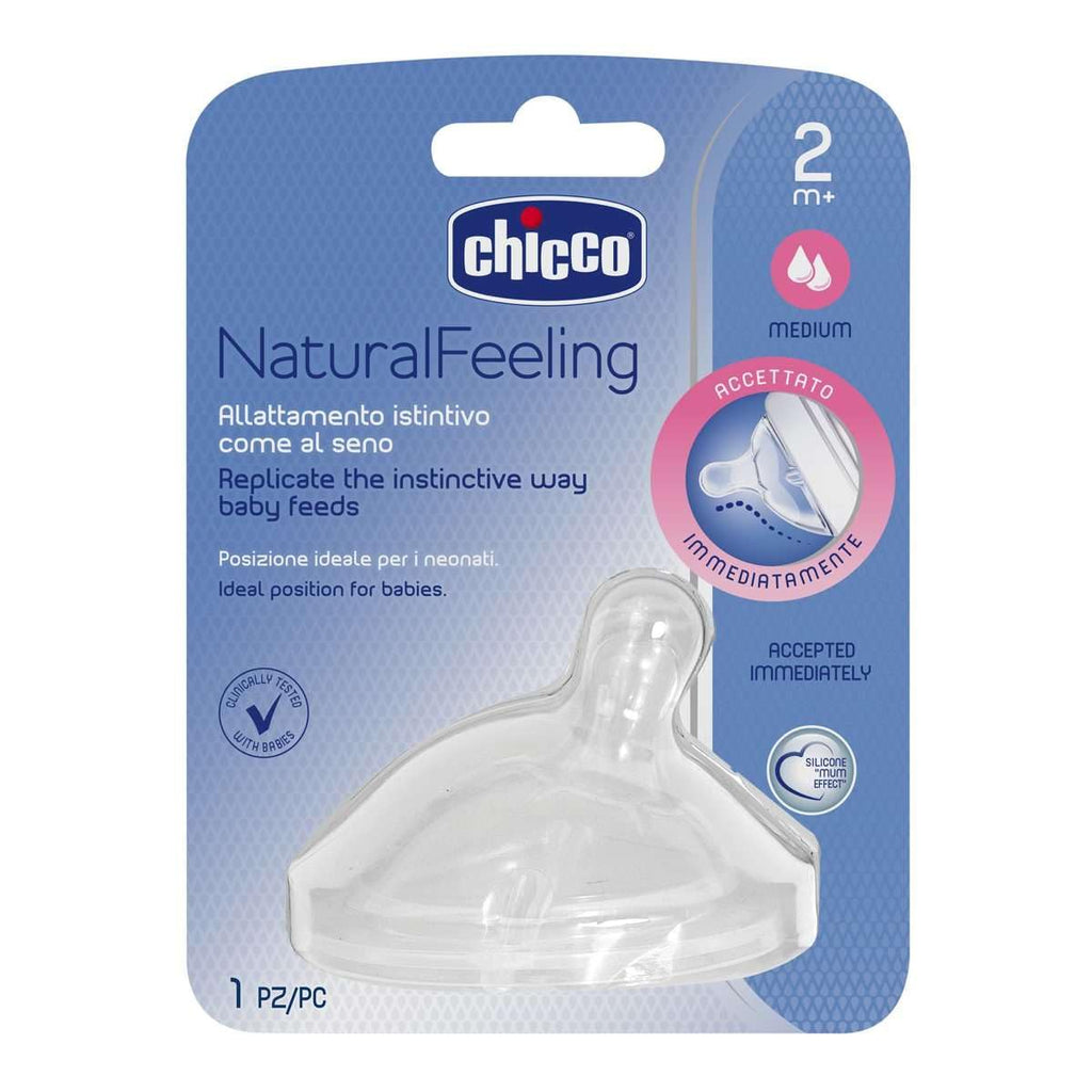 Chicco Natural Feeling Baby Bottle Nipple for 2 Months Old - Flexible, Easy Transition from Breastfeeding
