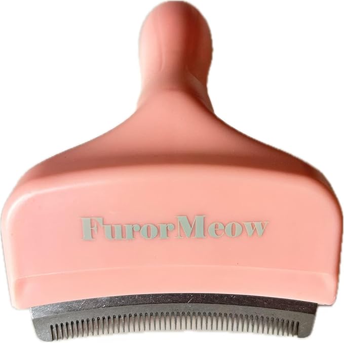Pet Deshedding Tool with Curve Blade, Cat Grooming Brush, Tight V-shaped Teeth Shedding Comb for Cats and Dogs (Pink, Small)