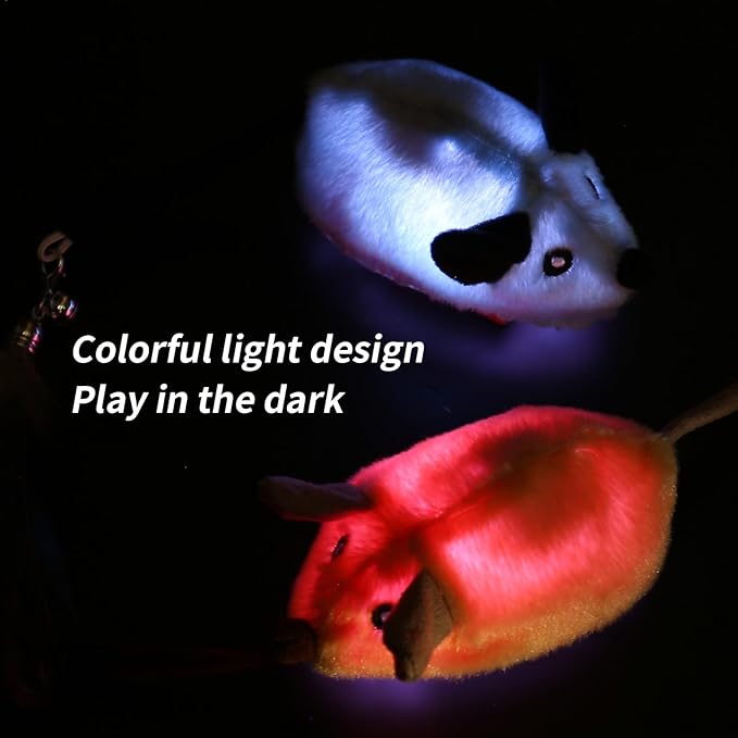 Interactive Cat Toys Mouse for Indoor Cats Rechargeable Cat Toy Mouse Toy Feather Bell Tail Lifelike Electric Automatic for All Breeds Boredom Exercise-Yellow