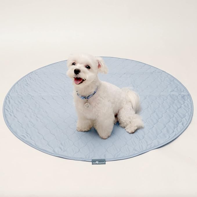 Paw Inspired Round Washable Pee Pads for Dogs (2 Pack), Reusable Puppy Pads for Potty Training, Whelping, Waterproof Mat, Leakproof, Non-Slip Liners (36 Inch, Pack of 2)