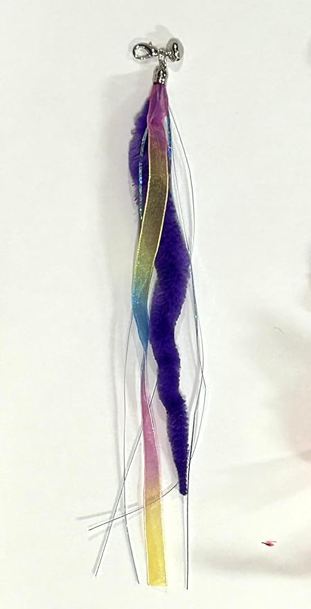 Interactive Cat Teaser Wand with Feather Attachments, Multi-Color Toys, 8 Piece Set