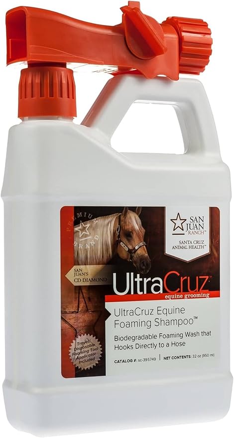 UltraCruz Equine Foaming Horse Shampoo, Conditioner Bundle, 32 oz Each with 16 oz Detangler