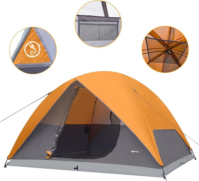 Amazon Basics Camping Tent, 3-Season Dome Design with Rainfly