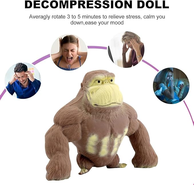 Stretchy Glue-Sand Filled Rubber Gorilla Soft Latex Decompression Doll Toy, Animal High-Elastic Stretchable, Adults' Decompression Toy