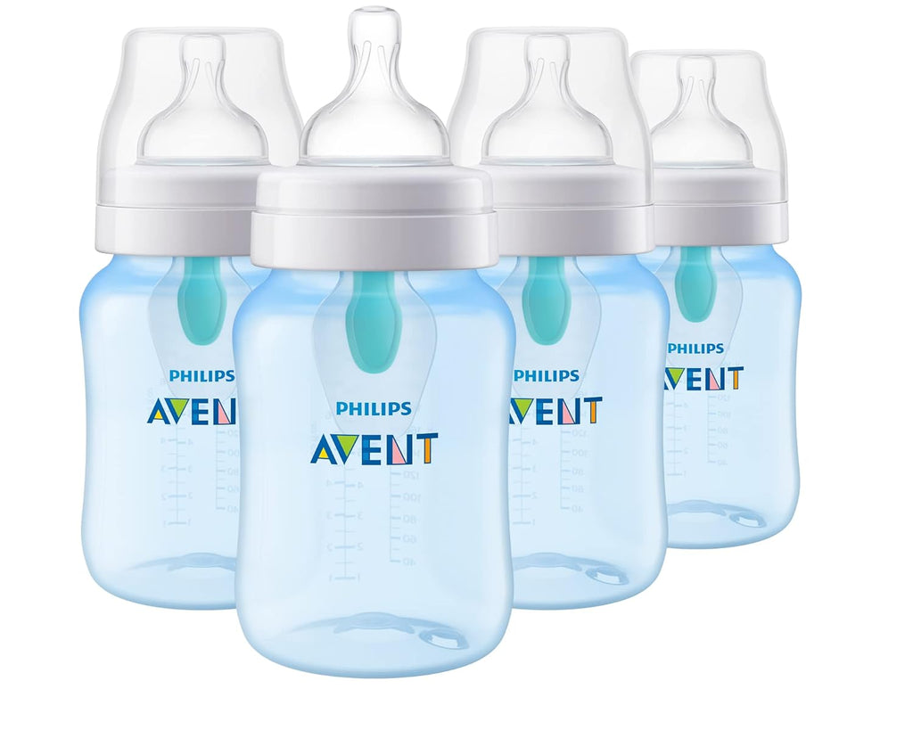 Philips Avent Anti-Colic Baby Bottle with AirFree Vent, Medium Flow 2 Nipple, 1m+, 9oz, 4 Pack, Pink, SCY703/14