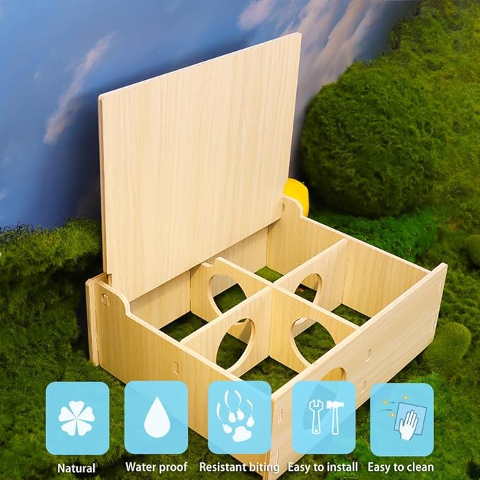 Hamster and Mouse Wooden Tunnel Cage Secret Peep Shed and Explore Hideout Flip Cover Design Hamster Play Tunnel