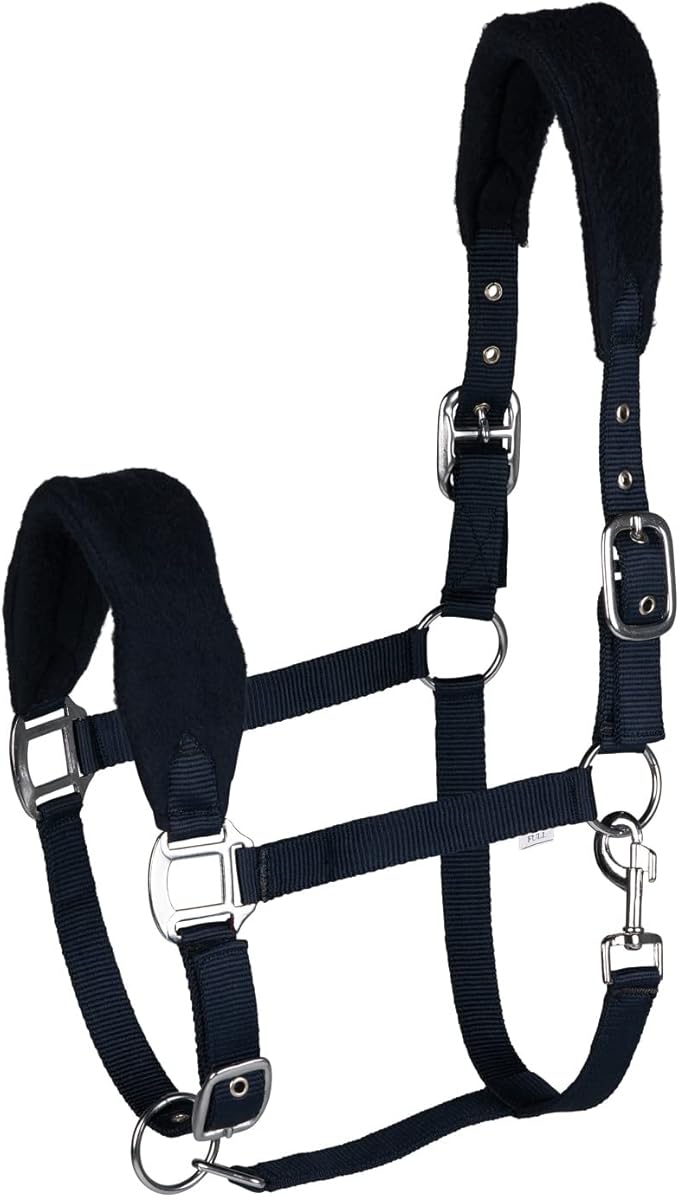 HORZE Kiel Adjustable Horse Halter with Fleece Padding - Dark Navy - Cob