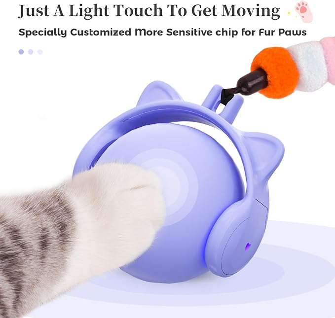 ORSDA Cat Toys for Indoor Cats, New Intelligent Voice Timing Touch Control Cats Ball, Simulate Mouse Sound Kitten Toy, Automatic Interactive Moving Cat Toy for All Ages
