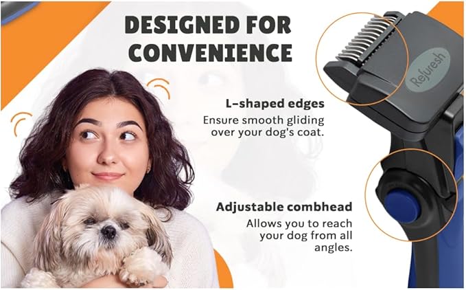 Deshedding Dog Brush for Long Hair (Small,Blue) – Gentle Deshedding tool for Dogs & Cats – Reduces shedding, without damaging topcoat. Removes Loose Fur & Dead Undercoat.