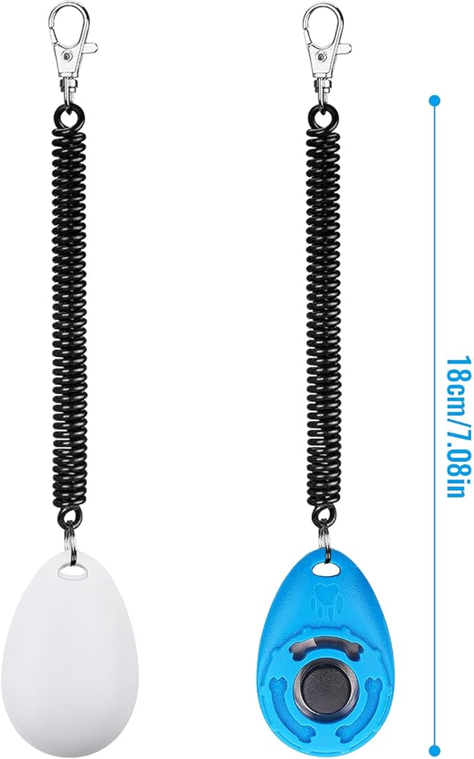 Dog Clicker for Training, 2 Pack Dog Training Clicker, Clicker Dog Training with Wrist Strap, Pet Training Clicker, Perfect for Dog Cat Puppies Behavioral Training (Blue and White)