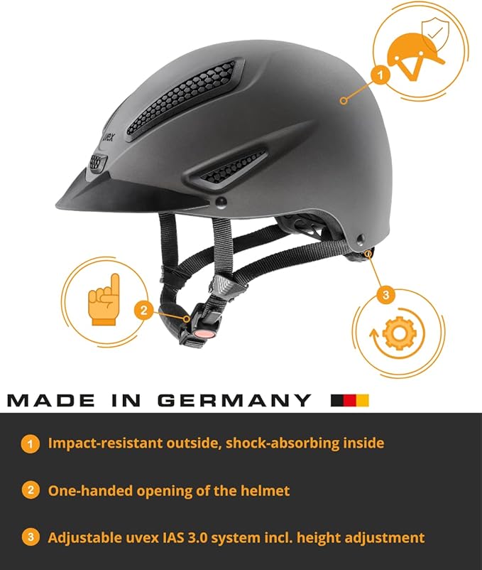 uvex perfexxion II Horse Riding Helmet for Women & Men, Anthracite - Adjustable & Excellent Ventilated Helmet