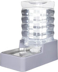 Automatic Pet Water Dispenser: 8L Light Gray Gravity Feeder with Stainless Steel Bowl - BPA-Free for Dogs Cats - No Spill Design