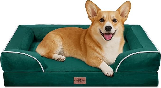 Comfort Expression Medium Dog Beds Waterproof Orthopedic Foam Dog Sofa Beds for Medium Large Dogs Comfy Pet Bed with Washable Removable Cover & Non-Slip Bottom(Medium,Emerald)
