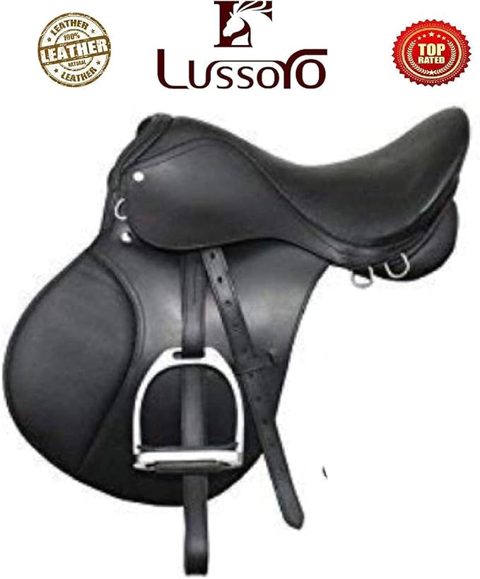 Leather English Riding Horse Black Saddle Starter Kit for Horse Riding Gift Set English Jumping Saddle 7 Pcs Combo Pack