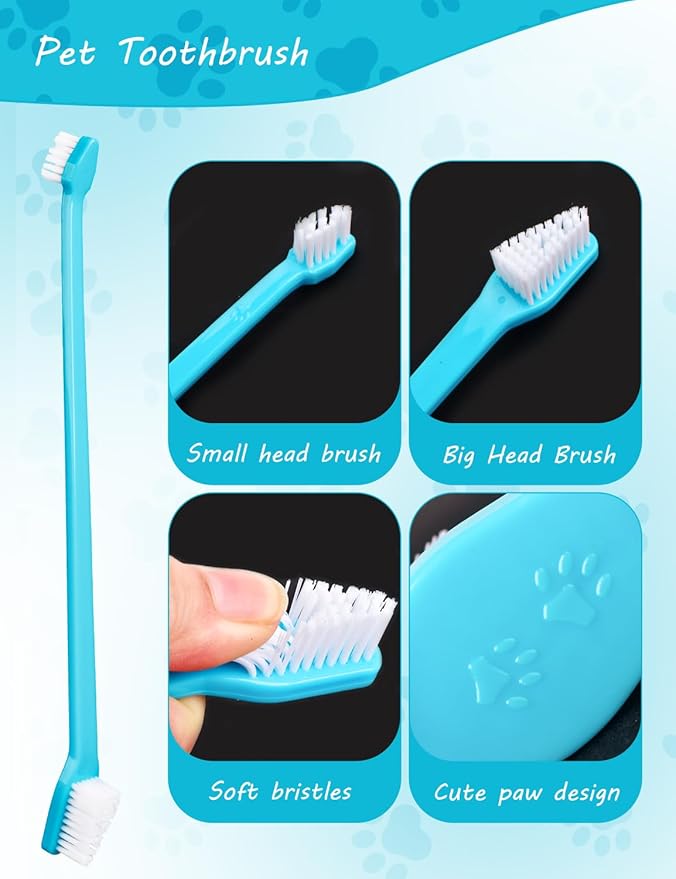 10 Pcs Dual-Headed Pet Toothbrush for Dogs & Cats