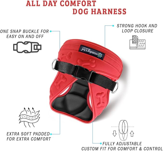 Comfort fit All Weather Step-in Dog Harness - Adjustable Small Dog Harness Medium Sized Dogs - Soft Padded Easy Walk Dog Vest Harnesses