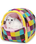 Wontee Hamster Bed Hideout Sugar Glider Hammock Small Animal Warm Bed House for Hamsters Hedgehogs Sugar Glider Gerbils Mice (Medium, Colorful Plaid)