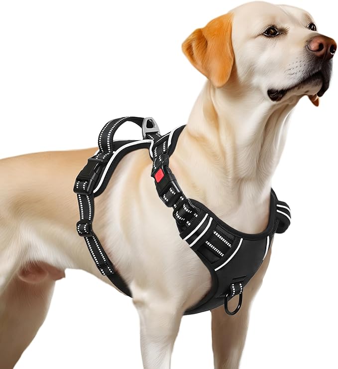 Timos Dog Harness,NO Need Go Over Dogs Head 3 Snap Buckles Pet Harness with 2 Leash Clips,Adjustable Soft Padded No-Pull,Reflective No-Choke Oxford Vest for Small Medium Large Dogs,X-Large(Packof1)