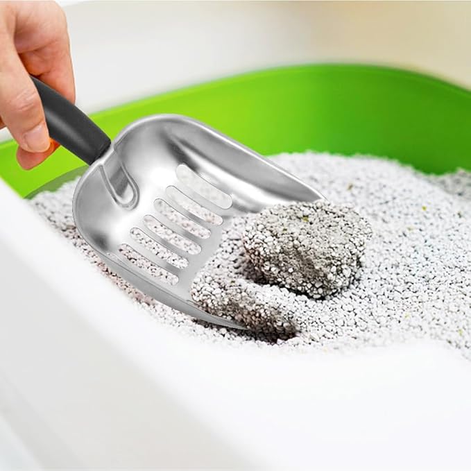 Cat Litter Scoop -Metal Cat Litter Scoop-Sturdy Mesh Scooper - Mesh Shovel-Easy to Clean - Suitable for Cat Litter Box -Black