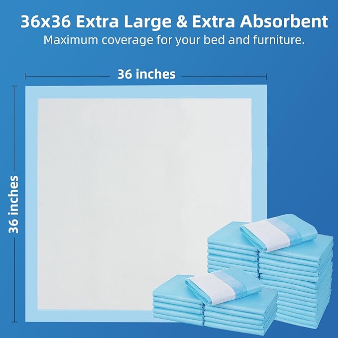 50 Count Extra Large Chucks 36"x36" Thicken Elderly Adults Incontinence Bed Pads Disposable, Heavy Duty Absorbency Underpads Waterproof, XXL Extra Large Puppy Pee Training Pad
