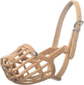 Leather Brothers Italian Basket Dog Muzzle, Adjustable Secure Fit, Comfortable Design, Training and Safety, Averts Biting, Prevents Chewing and Scavenging, Perfect for Grooming - Tan, Size 4
